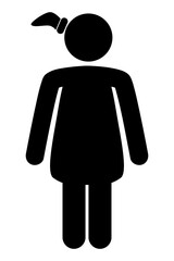 Simple Vector Stick woman stickman stand Isolated on white