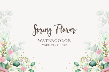 Watercolor Eucalyptus Wreath and background Design