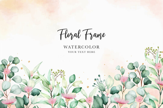 Watercolor Eucalyptus Wreath and background Design