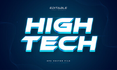 High Tech Text Style in White and Blue 3D Effect