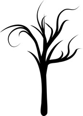  Naked trees silhouettes set. Hand drawn isolated illustrations.eps