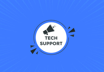 Tech Support text button. Colorful Tech Support  web banner template. Sign icon label
