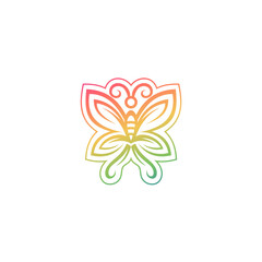 Butterfly logo with 3d colorful design, line style , Beauty icons