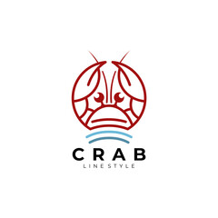 Symbol crab logo with water life design vector, seafood logo design © nur