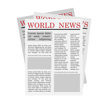World news newspaper. Financial news. Design template page. Vector illustration. stock image.