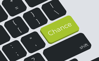 Chance button on computer keyboard key. Simple style