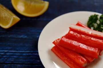 Crab stick on the table