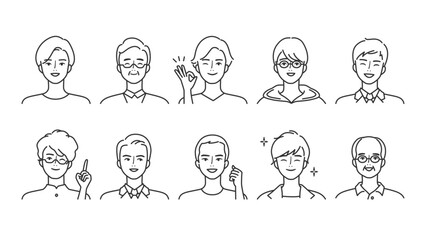 いろいろな年代の笑顔の男性セット