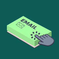 Email button on keyboard keys vector. Simple style