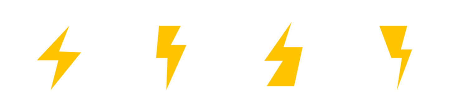 Conjunto de icono de rayo. Concepto de energ&iacute;a y electricidad. Trueno