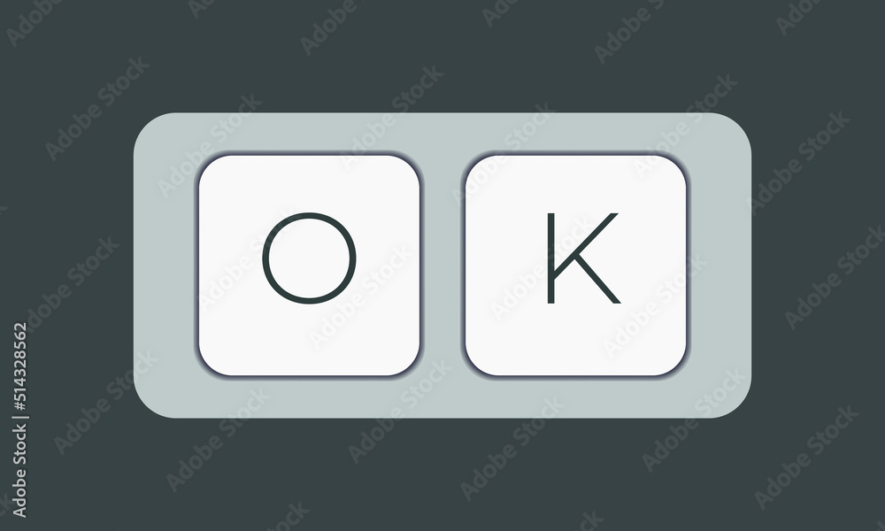 Poster Computer keyboard key with key ok. Keyboard keys icon button
