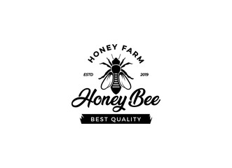 Honey Farm and bee company logo design template. 