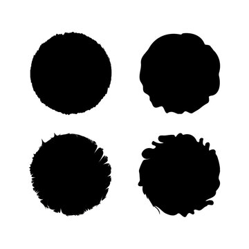 brush circles. Ink paint brush stain. Circle frame set. Line art. Round frame set. Vector illustration. stock image. 