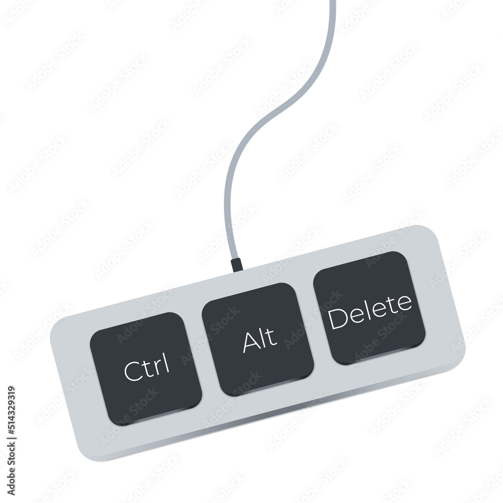 Fototapete ctrl, alt and del on white background. flat style. keyboard shortcut icon for your web site design, 
