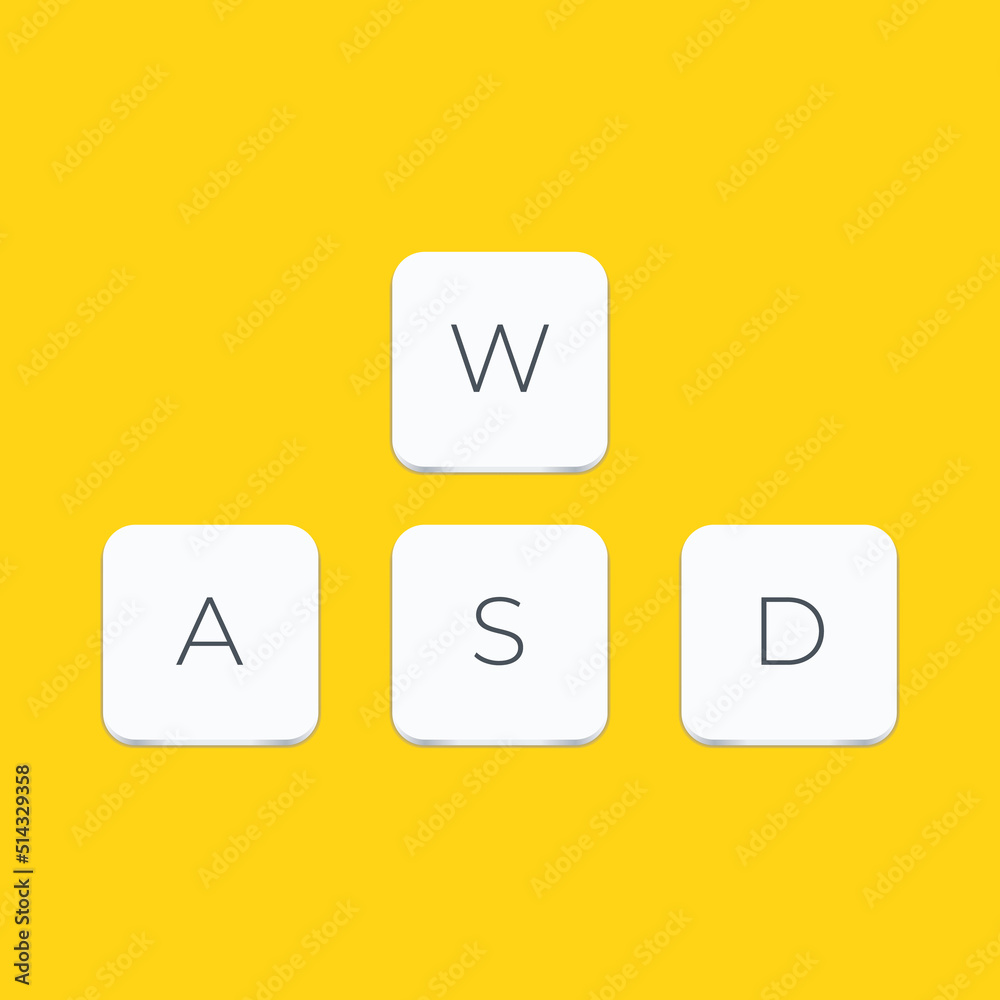 Fototapete WASD computer keyboard buttons. Desktop interface. Web icon. Gaming and cybersport