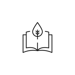 Encyclopedia, science, education signs. High quality symbol for stores, books, articles, sites. Editable stroke. Vector line icon of tree over opened book