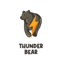 Obraz premium Thunder bear vector illustration logo