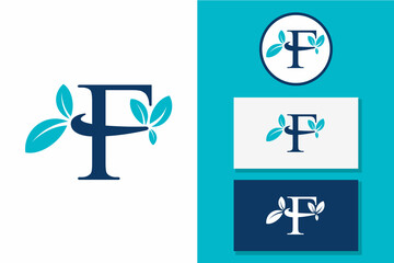 letter F leaf logo icon design vector