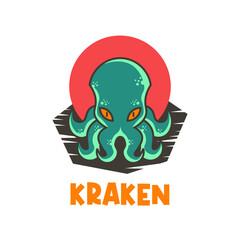 Kraken monster cartoon illustration logo