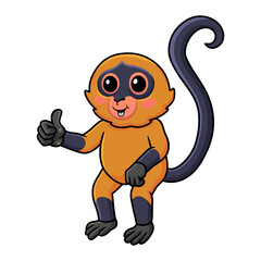 Cute spider monkey cartoon giving thumb up