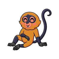 Cute spider monkey cartoon sitting