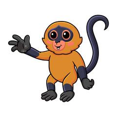 Cute spider monkey cartoon waving hand