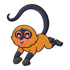 Cute spider monkey cartoon jumping