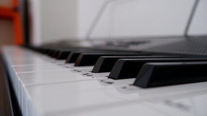 piano and black and white keys, selective, focus