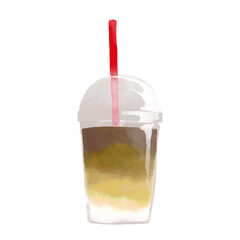 水彩風のアイスコーヒーのイラスト2