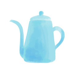 水彩風のティーポットのイラスト