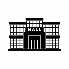 mall building icon, mall building vector sign symbol