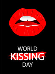 World kiss day sexy female lips, vector art illustration.