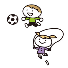 運動をする子供達のイラスト