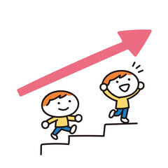 階段を昇る子供のイラスト