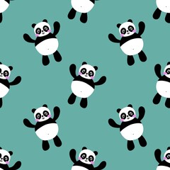 Cartoon seamless kawaii panda pattern for kids and fabrics and textiles and wrapping paper and kindergarten