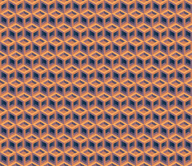 Seamless cube pattern with square indents. Geometric wall paper.