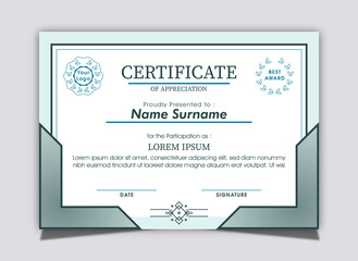 Blue Green White Simple Abstract Certificate Template