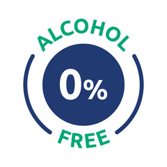Alcohol-free sign label vector 0% symbol illustration.