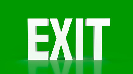 The white exit on green background 3d rendering