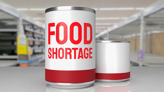 food product can on shelf in super market 3d rendering