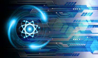 Shining atom scheme. illustration. Abstract Technology background for computer graphic