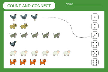 Count and connect the number of pets  and the number