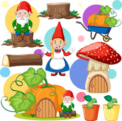 Fototapeta premium Fantasy fairy gnome seamless