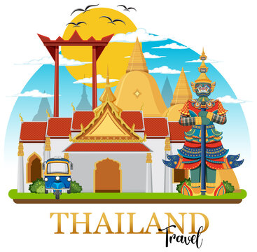 Bangkok Thailand Landmarks Logo Banner