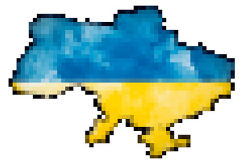 Territory of Ukraine in pixel art style on a white background.
