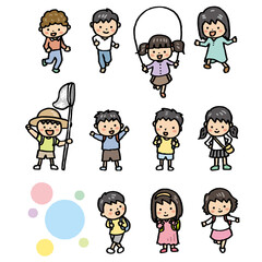 子供のイラストのセット