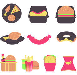 Junk Food Illustration Set