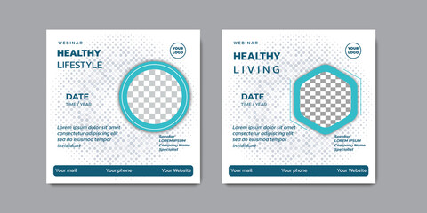 Modern social media post templates with halftone. Suitable for health webinars, health poster, business webinar, online classes and other online seminars.
