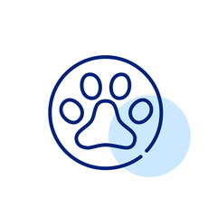 Pet shop or animal healthcare symbol. Paw in a circle. Pixel perfect, editable stroke line art icon