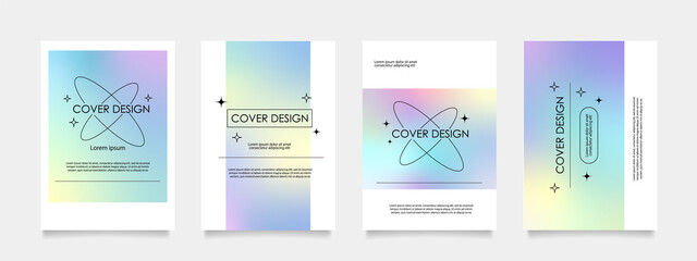 4種類のパステルカラーのグラデーションのベクターカバーデザインセット。ビジネスのパンフレット、カード、ポスターなどの背景として。